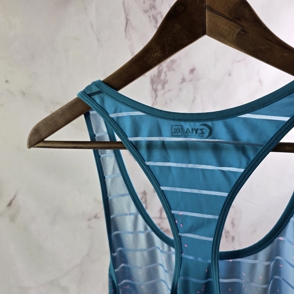 Zyia Active Tank Top Women XXL Blue Pink Striped Havana Splatter Ombre - Picture 5 of 10
